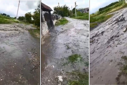 Ploaia de astazi a inundat mai multe gospodarii din Slobozia-Cremene -  VIDEO