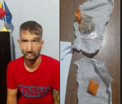 Un tanar - retinut pe o strada din capitala pentru ca avea droguri. Individul si-a recunoscut vina 