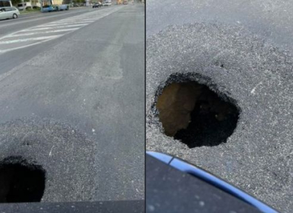 O groapa uriasa a aparut pe strada Ismail din capitala, dupa reparatia drumului - FOTO O groapa uriasa a aparut pe strada Ismail din capitala, dupa reparatia drumului - FOTO