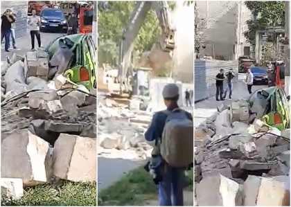 Ultima ora! Peretele imens al unei cladiri s-a prabusit peste o masina, in centrul capitalei. Primele imagini: strada arata ca dupa razboi - VIDEO Ultima ora! Peretele imens al unei cladiri s-a prabusit peste o masina, in centrul capitalei. Primele imagini: strada arata ca dupa razboi - VIDEO