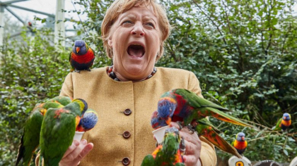 Angela Merkel a vizitat parcul de pasari din Marlow si a oferit imaginea zilei Angela Merkel a vizitat parcul de pasari din Marlow si a oferit imaginea zilei