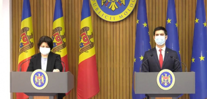 Declaratii de presa sustinute de prim-ministrul Natalia Gavrilita si vicepresedintele Parlamentului, Mihai Popsoi