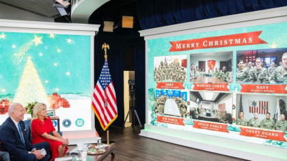 Soldatii americani de la Deveselu au luat parte la convorbirea de Craciun cu presedintele Joe Biden si sotia sa