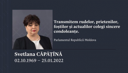 Necrologul Parlamentului Republicii Moldova, dupa moartea deputatului Svetlana Capatina Necrologul Parlamentului Republicii Moldova, dupa moartea deputatului Svetlana Capatina