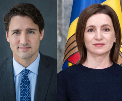 Presedintele Republicii Moldova, Maia Sandu si prim-ministrul Canadei, Justin Trudeau, au discutat despre evolutiile din regiune, in contextul razboiului din Ucraina