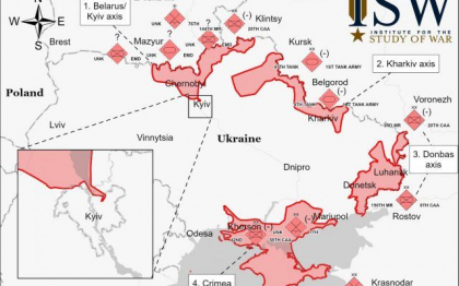 Cum arata harta zonelor din Ucraina controlate de rusi dupa trei zile de conflict realizata de Institutul pentru Studiul Razboiului din SUA Cum arata harta zonelor din Ucraina controlate de rusi dupa trei zile de conflict realizata de Institutul pentru Studiul Razboiului din SUA