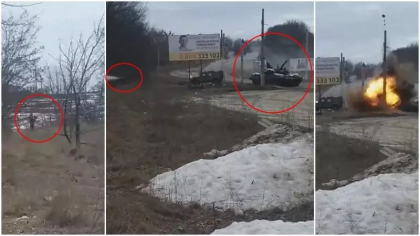 Momentul cand un tanc rusesc e lovit cu o racheta antitanc - VIDEO Momentul cand un tanc rusesc e lovit cu o racheta antitanc - VIDEO