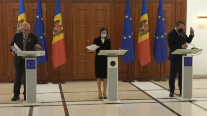 Presedintele RM: „Razboiul pune in pericol viitorului pasnic si prosper al tarii noastre”. Conferinta de presa sustinuta de Maia Sandu, Josep Borrell si Oliver Varhelyi - VIDEO