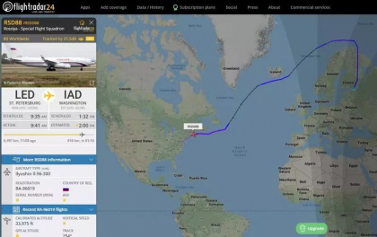 Misteriosul avion rusesc care se indrepta spre Washington si a atras atentia internautilor