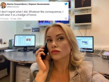 Prima reactie a jurnalistei care a protestat fata de razboi in direct la televiziunea rusa. Unde se afla Marina Ovsianikova