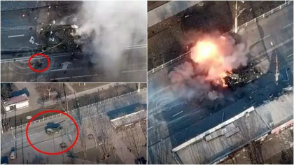 Imagini dramatice. Un tanc rusesc pe strazile din Mariupol, lovit din toate partile de rachete. Tot atacul a fost filmat din drona
Imagini dramatice. Un tanc rusesc pe strazile din Mariupol, lovit din toate partile de rachete. Tot atacul a fost filmat din drona