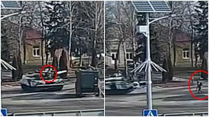 Momentul in care un soldat rus cade de pe tanc si e lasat in urma de colegii sai - VIDEO Momentul in care un soldat rus cade de pe tanc si e lasat in urma de colegii sai - VIDEO
