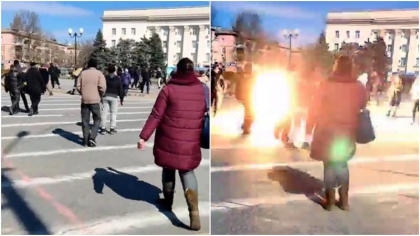 Imagini dure cu localnici asupra carora armata rusa deschide focul in timpul unui protest in Herson - VIDEO Imagini dure cu localnici asupra carora armata rusa deschide focul in timpul unui protest in Herson - VIDEO