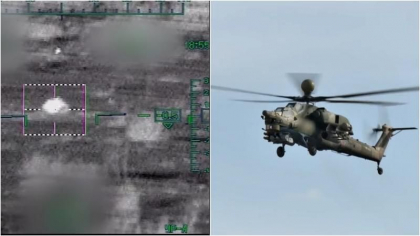 Noi imagini cu care se lauda Rusia: Atac asupra blindatelor ucrainene cu elicopterele de lupta - VIDEO