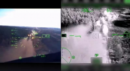 Rusia sustine ca a distrus un convoi de blindate al ucrainenilor. Imagini cu elicopterele rusesti de atac cand trag rachete nedirijate Rusia sustine ca a distrus un convoi de blindate al ucrainenilor. Imagini cu elicopterele rusesti de atac cand trag rachete nedirijate