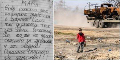 Baietel de 9 ani, scrisoare pentru mama ucisa de rusi: "Voi fi bun, ca sa vin la tine in Rai. Nu te voi uita niciodata" - FOTO Baietel de 9 ani, scrisoare pentru mama ucisa de rusi: "Voi fi bun, ca sa vin la tine in Rai. Nu te voi uita niciodata" - FOTO