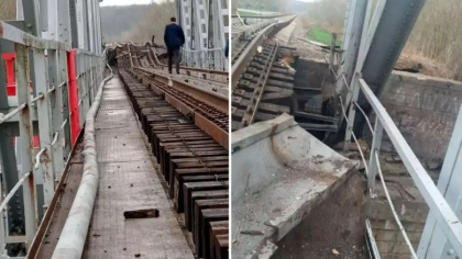 Un pod feroviar din Rusia folosit de armata lui Putin pentru a invada Ucraina a fost aruncat in aer - FOTO Un pod feroviar din Rusia folosit de armata lui Putin pentru a invada Ucraina a fost aruncat in aer - FOTO