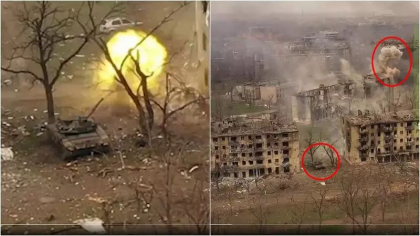 Imagini din drona cu luptele din Mariupol: Tancuri rusesti printre blocuri trag cu tunul in cladiri - VIDEO Imagini din drona cu luptele din Mariupol: Tancuri rusesti printre blocuri trag cu tunul in cladiri - VIDEO