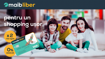 Maib liber relanseaza promotia privind dublarea ratelor la cumparaturi cu 0% dobanda