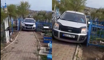 Un barbat a intrat cu masina intr-un cimitir din Bubuieci. Politia s-a autosesizat - VIDEO