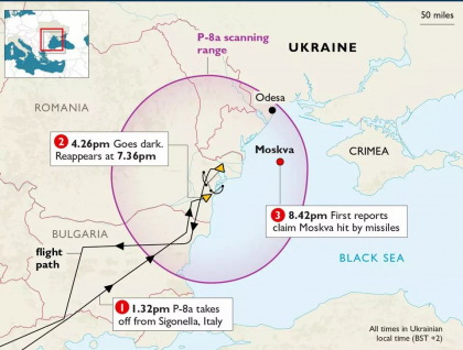 The Times: Un avion de spionaj al SUA, deasupra Marii Neagre cu cateva ore inainte ca crucisatorul Moskva sa fie atacat de ucraineni
The Times: Un avion de spionaj al SUA, deasupra Marii Neagre cu cateva ore inainte ca crucisatorul Moskva sa fie atacat de ucraineni