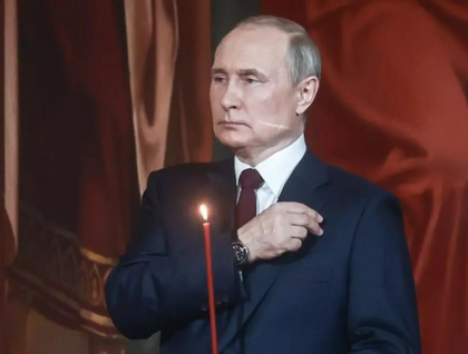 Vladimir Putin a participat la Slujba de Inviere la Catedrala Mantuitorului Hristos din Moscova