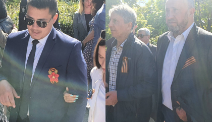 Participantii marsului de la Comrat poarta in piept panglica Sfantului Gheorghe - aceasta fiind interzisa pe teritoriul Republicii Moldova - FOTO