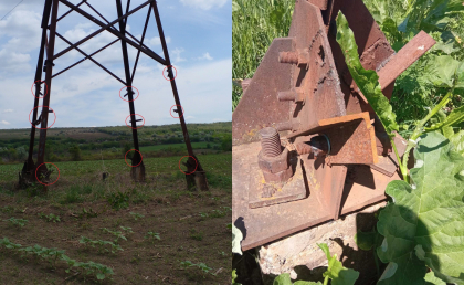 Au fost furate componente metalice de pe pilonii unor linii electrice aeriene. Premier Energy: „Pot provoca situatii de risc major de electrocutare pentru infractor” - FOTO