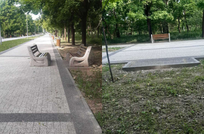Au mutat o banca din parcul La Izvor mai aproape de alta. Pretura sectorului Buiucani: "Nu vom tolera astfel de actiuni. Vor fi identificate toate persoanele" - VIDEO