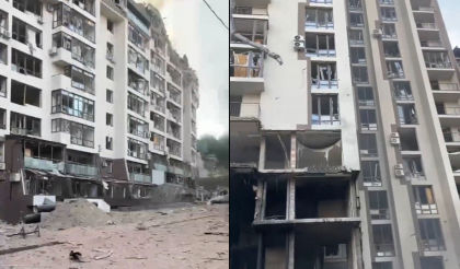Atac cu rachete asupra Kievului: Cel putin 2 raniti. O fetita de 6 ani a fost scoasa de sub daramaturi. Rusii au lovit si o gradinita - VIDEO