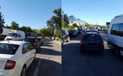 Agitatie la vama Sculeni. S-au format ambuteiaje, iar zeci de masini astepata sa iasa din Moldova - FOTO