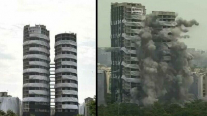 Doua cladiri-turn construite ilegal au fost demolate in India - VIDEO Doua cladiri-turn construite ilegal au fost demolate in India - VIDEO