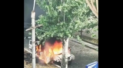 Comandantul rus din Berdeansk a fost spitalizat in stare grava dupa ce masina i-a fost aruncata in aer - VIDEO