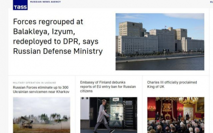 Infrangerea rusilor in Harkov si retragerea lor in Donetk, marcate de propaganda de stat a Kremlinului in deschiderea agentiei de stiri TASS Infrangerea rusilor in Harkov si retragerea lor in Donetk, marcate de propaganda de stat a Kremlinului in deschiderea agentiei de stiri TASS