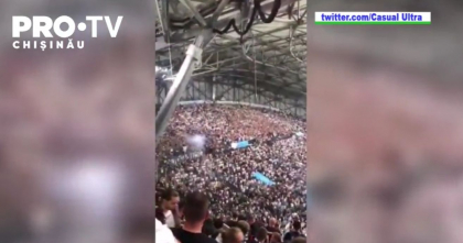 Au sarit scantei in tribune la partida dintre Olimpique Marseille si Eintracht Au sarit scantei in tribune la partida dintre Olimpique Marseille si Eintracht