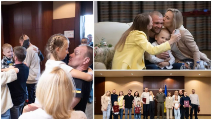 Comandantii Batalionului Azov s-au intalnit prima oara cu familiile lor, de cand au fost eliberati intr-un schimb de prizonieri cu rusii - VIDEO