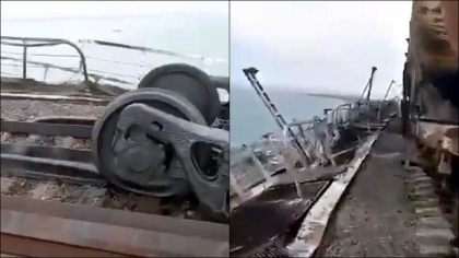  Cat de mari sunt pagubele pe calea ferata de pe Podul Kerci dupa explozia de sambata - VIDEO