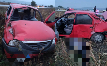 Accident grav la Ialoveni. O femei a murit pe loc, dupa ce masina in care se afla s-a rasturnat. Politia: „Soferul era baut” - FOTO Accident grav la Ialoveni. O femei a murit pe loc, dupa ce masina in care se afla s-a rasturnat. Politia: „Soferul era baut” - FOTO