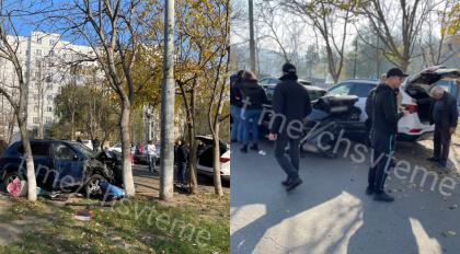 Carambol in capitala. Un barbat - transportat la spital, dupa ce trei masini s-au lovit violent. Imagini de la locul accidentului - FOTO Carambol in capitala. Un barbat - transportat la spital, dupa ce trei masini s-au lovit violent. Imagini de la locul accidentului - FOTO