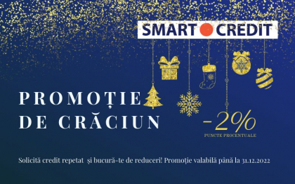 Sarbatorile de iarna bat la usa, iar compania SMART CREDIT surprinde, placut, ca de obicei, prin ofertele sale unice si generoase, atat pentru clientii sai, cat si pentru potentialii clienti! Sarbatorile de iarna bat la usa, iar compania SMART CREDIT surprinde, placut, ca de obicei, prin ofertele sale unice si generoase, atat pentru clientii sai, cat si pentru potentialii clienti!