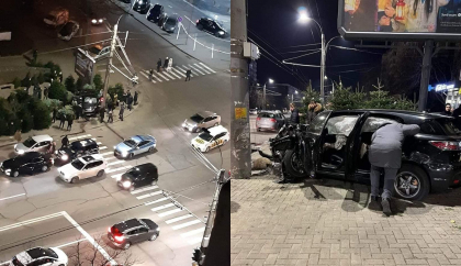 Accident nocturn in capitala. O tanara a ajuns la spital, dupa ce doua automobile s-au ciocnit intr-o intersectie - FOTO 