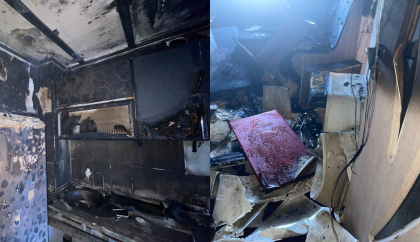 Un apartament - cuprins de flacari, la Soroca. Imagini de la locul incendiului - FOTO Un apartament - cuprins de flacari, la Soroca. Imagini de la locul incendiului - FOTO