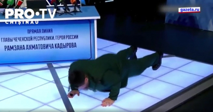 Momente ridicole cu Ramzan Kadirov la o televiziune din Rusia. Liderul cecen a facut flotari esuate, in aplauzele publicului