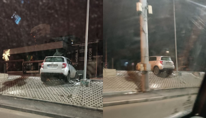 Ce a vrut sa faca? Un sofer - surprins in timp ce a ramas blocat pe o bordura, in capitala - FOTO Ce a vrut sa faca? Un sofer - surprins in timp ce a ramas blocat pe o bordura, in capitala - FOTO