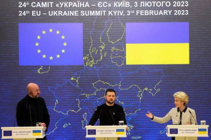 UE si-a aratat sprijinul pentru Ucraina la un summit la Kiev, pe fondul sunetelor de raid aerian. Cele mai importante puncte de discutie