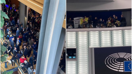Alerta de securitate la Parlamentul European. Un grup de kurzi a intrat in sala de plen si eurodeputatii au fost evacuati Alerta de securitate la Parlamentul European. Un grup de kurzi a intrat in sala de plen si eurodeputatii au fost evacuati