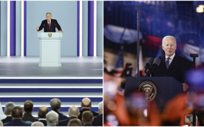 Putin si Biden in imagini care spun totul. Cum s-a vazut ziua discursurilor la un an de la razboiul pornit de Rusia in Ucraina - FOTO Putin si Biden in imagini care spun totul. Cum s-a vazut ziua discursurilor la un an de la razboiul pornit de Rusia in Ucraina - FOTO