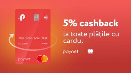 Primeste 5% cashback la toate platile cu cardul Paynet Mastercard