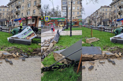 Cum arata aleea Grigore Vieru, in urma accidentului de noaptea trecuta - GALERIE FOTO