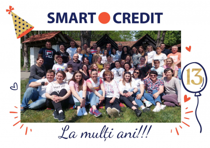 La multi ani, SMART CREDIT! 13 ani sunt bilantul unei activitati asidue si a tot ce poate fi numit: munca, implicare, dezvoltare, scopuri, realizari, asteptari si mult curaj! La multi ani, SMART CREDIT! 13 ani sunt bilantul unei activitati asidue si a tot ce poate fi numit: munca, implicare, dezvoltare, scopuri, realizari, asteptari si mult curaj!